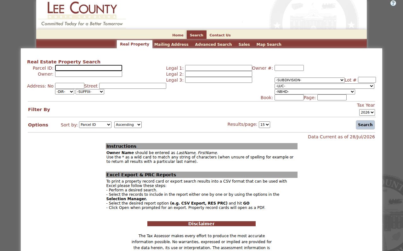 Sanford people search Lee County owner and address fields