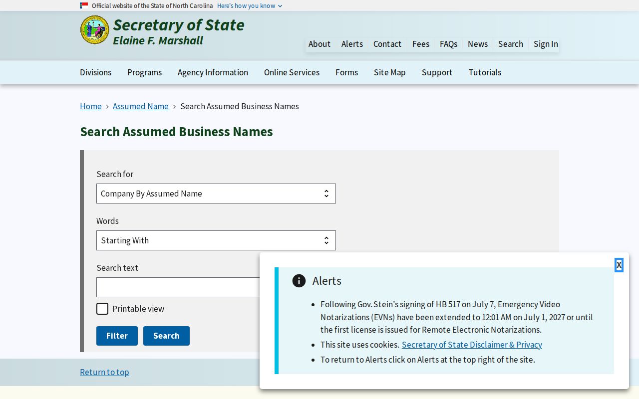 Sanford public records search for assumed business names