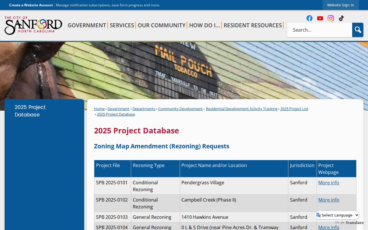 Sanford public records database for development projects
